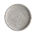 Mother of Pearl Inlay Large Round Tray in White from Top