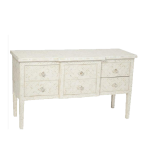 Geometric Bone Inlay 6 Drawers Console Table in White