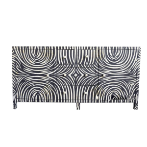 Black Bone Inlay Buffet with Zebra pattern