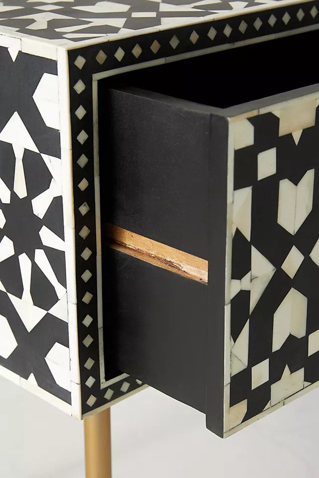 Moroccan Bone Inlay Desk Side Details