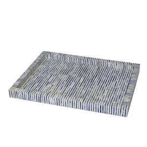 Bone Inlay Tray with Blue Stripes
